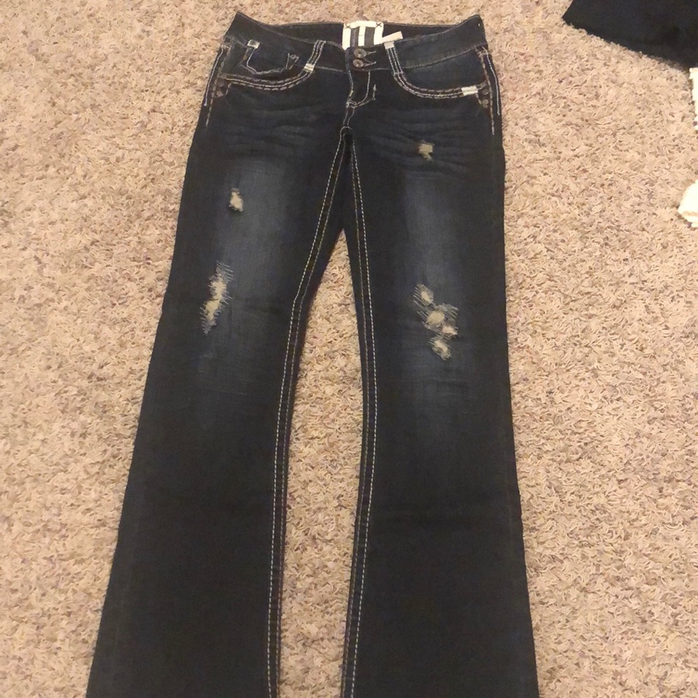 Dark blue boot cut jeans